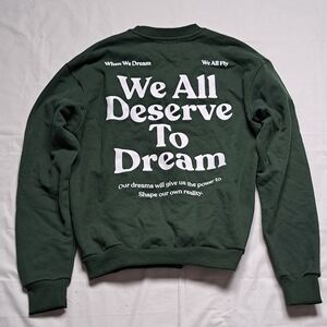 Future Is Color Heavyweight Crewneck Sweatshirt Green Graphic Embroidered Size L